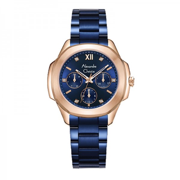 Alexandre Christie AC 2A28 Day Date Rosegold Blue BFBURBU